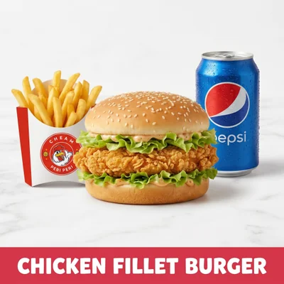 Fresh flame-grilled Chicken Fillet Burger at Cheam Peri Peri